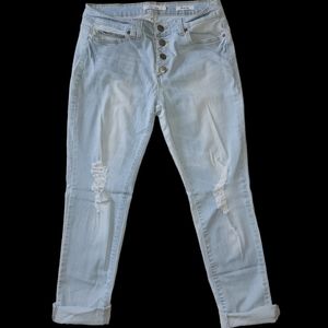 Wild Blue Distressed Skinny Crop Jeans size 7 Juniors Lightwash